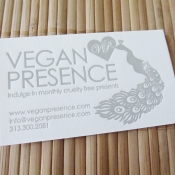 Vegan Presence letterpress business card